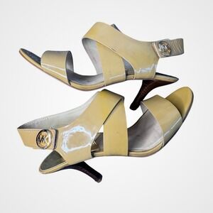 Michael Michael Kors Mustard Yellow Patent Leather Slingback Heels Sandals 9.5M